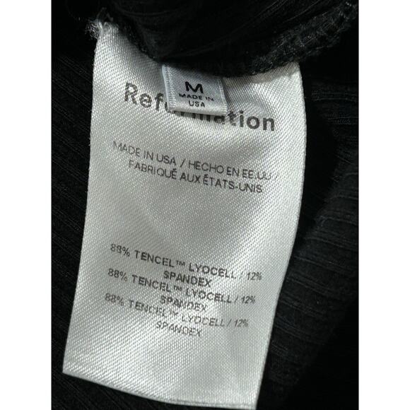 Reformation Women’s M Ribbed Knit Scoop Neck Long Sleeve Crop Top Black Tencel - Picture 5 of 7
